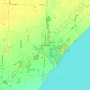 Mapa topográfico Wheatley, altitud, relieve