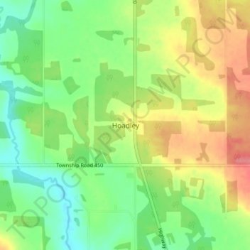 Mapa topográfico Hoadley, altitud, relieve