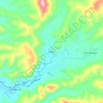 Mapa topográfico Pajiza, altitud, relieve