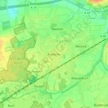 Mapa topográfico Kaiserau, altitud, relieve