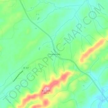 Mapa topográfico Christianburg, altitud, relieve