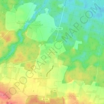 Mapa topográfico Oberbiberg, altitud, relieve