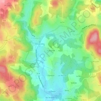 Mapa topográfico Le Bouchet, altitud, relieve