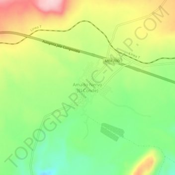 Mapa topográfico Amado Nervo (El Conde), altitud, relieve