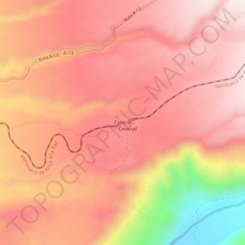 Mapa topográfico Central, altitud, relieve