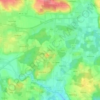Mapa topográfico Anfelden, altitud, relieve