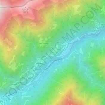 Mapa topográfico Boretta, altitud, relieve