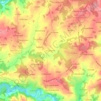 Mapa topográfico La Cellelerie, altitud, relieve