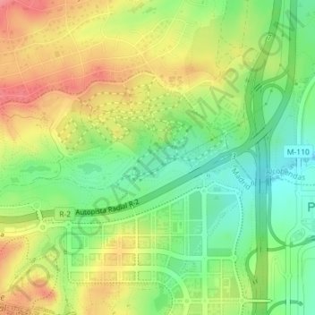 Mapa topográfico Llano de Lara, altitud, relieve