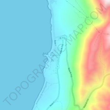 Mapa topográfico Paposo, altitud, relieve