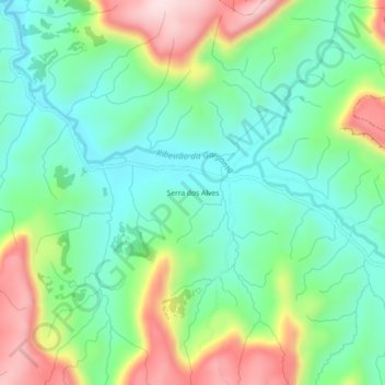 Mapa topográfico Serra dos Alves, altitud, relieve