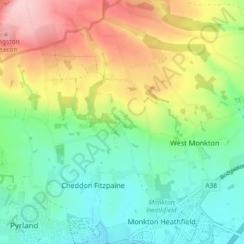 Mapa topográfico Gotton, altitud, relieve