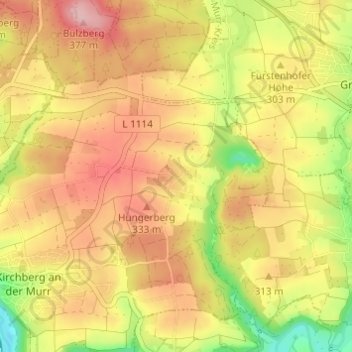 Mapa topográfico Zwingelhausen, altitud, relieve