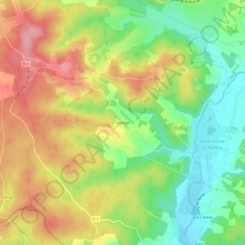 Mapa topográfico Soulage, altitud, relieve
