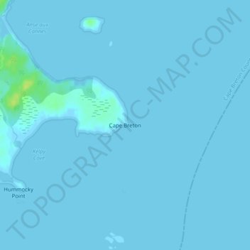 Mapa topográfico Cape Breton, altitud, relieve