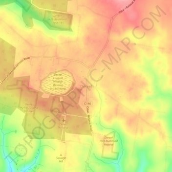 Mapa topográfico Dereel, altitud, relieve