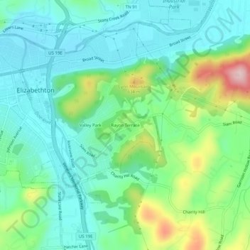 Mapa topográfico Rayon Terrace, altitud, relieve