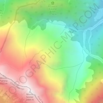 Mapa topográfico Prealpi Venete, altitud, relieve