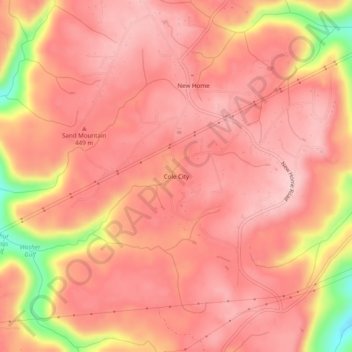 Mapa topográfico Cole City, altitud, relieve