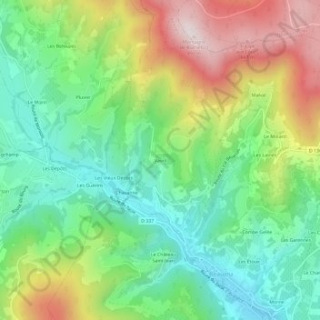 Mapa topográfico Vavril, altitud, relieve
