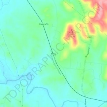 Mapa topográfico Haley, altitud, relieve