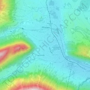 Mapa topográfico Ösch, altitud, relieve