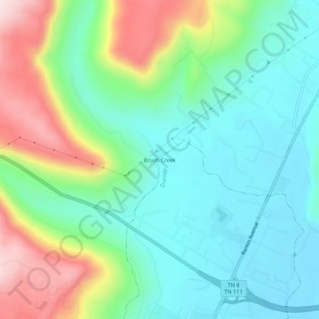 Mapa topográfico Brush Creek, altitud, relieve