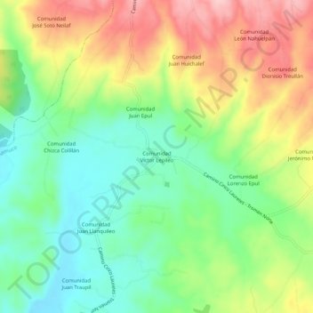 Mapa topográfico Comunidad Víctor Lepileo, altitud, relieve