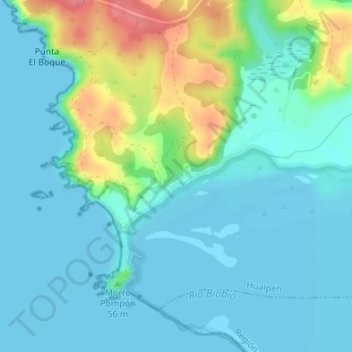 Mapa topográfico Cascada Rocoto, altitud, relieve