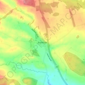 Mapa topográfico Bankfoot, altitud, relieve