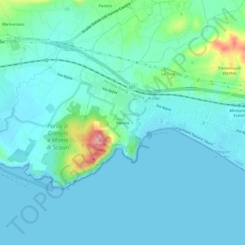 Mapa topográfico Merola, altitud, relieve