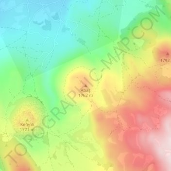 Mapa topográfico Abaş, altitud, relieve