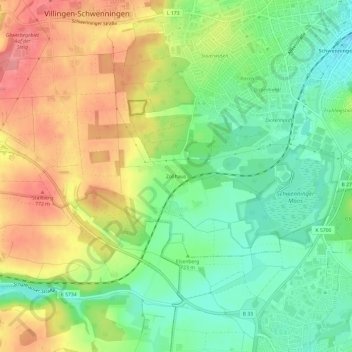Mapa topográfico Zollhaus, altitud, relieve