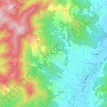 Mapa topográfico Duddova, altitud, relieve