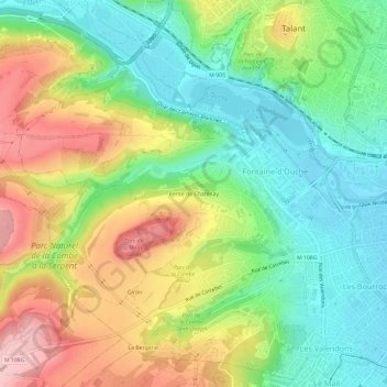 Mapa topográfico Rente de Chatenay, altitud, relieve