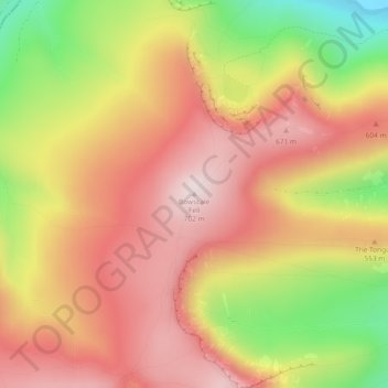 Mapa topográfico Bowscale Fell, altitud, relieve