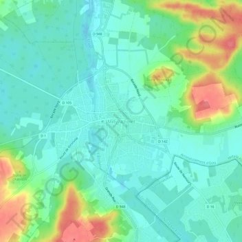 Mapa topográfico Milly-la-Forêt, altitud, relieve
