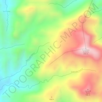 Mapa topográfico Cordillera Isabelia, altitud, relieve