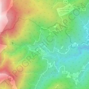 Mapa topográfico Frasiccia, altitud, relieve
