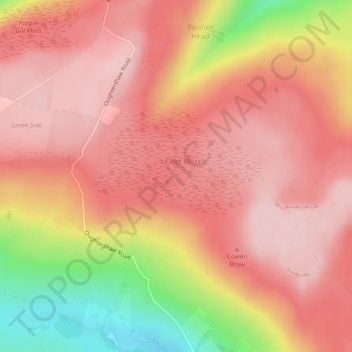 Mapa topográfico Fleet Moss, altitud, relieve