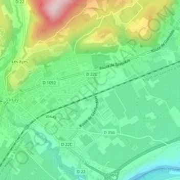 Mapa topográfico Les Levées, altitud, relieve