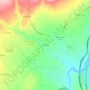 Mapa topográfico La Cañada, altitud, relieve