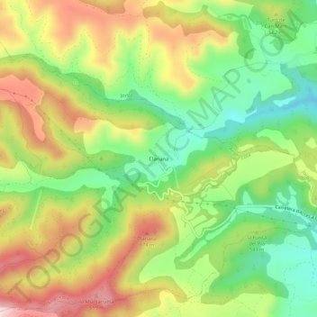 Mapa topográfico Clariana, altitud, relieve
