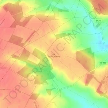 Mapa topográfico la Montoye, altitud, relieve