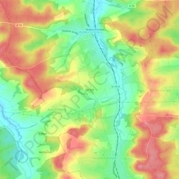 Mapa topográfico Ebrach, altitud, relieve