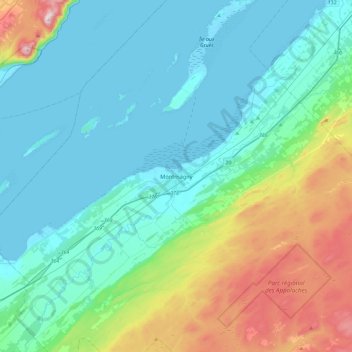 Mapa topográfico Montmagny, altitud, relieve