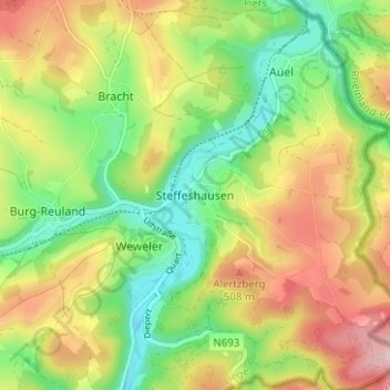 Mapa topográfico Steffeshausen, altitud, relieve