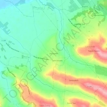 Mapa topográfico Les Faures, altitud, relieve