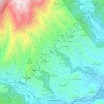 Mapa topográfico Riale, altitud, relieve