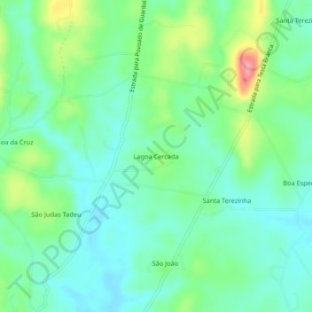 Mapa topográfico Lagoa Cercada, altitud, relieve